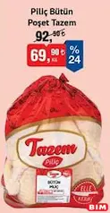 TAZEM PİLİÇ BÜTÜN POŞET KG